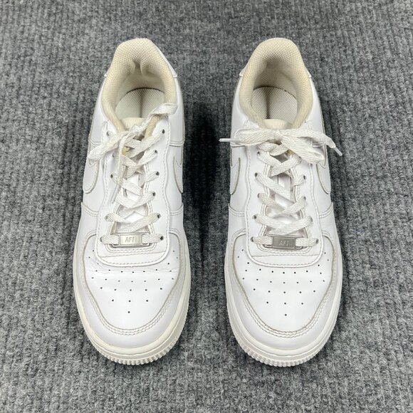 Nike Air Force 1 Kids 6Y White on White Leather Sneakers Low-Top Lace-Up Shoes - Picture 13 of 16